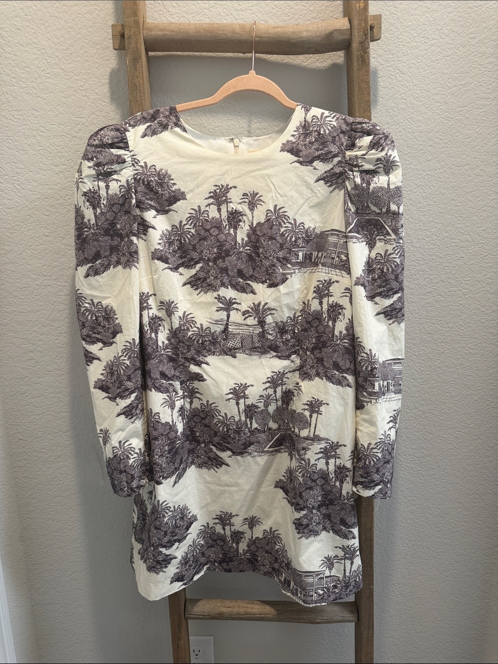 Tuckernuck Cream Tunic Dress with Black Scenic Toile - worn once
